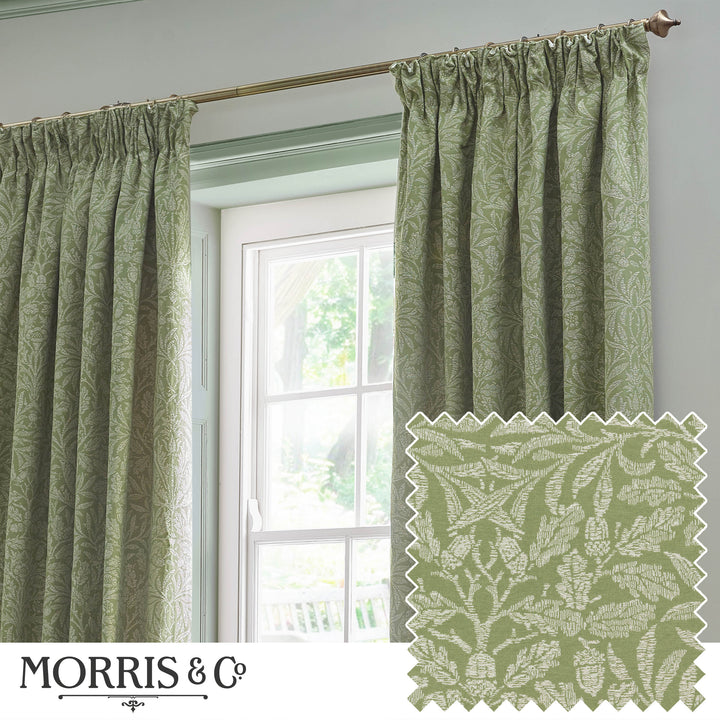 Acorn Tonal 167x137 Pencil Pleat Curtains Sage