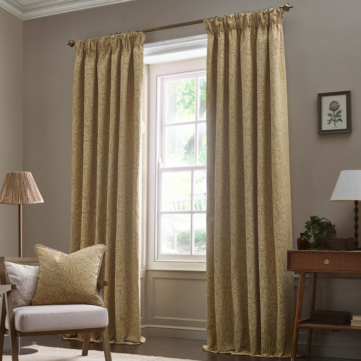 Acorn Tonal 167x228 Pencil Pleat Curtains Gold - image 2