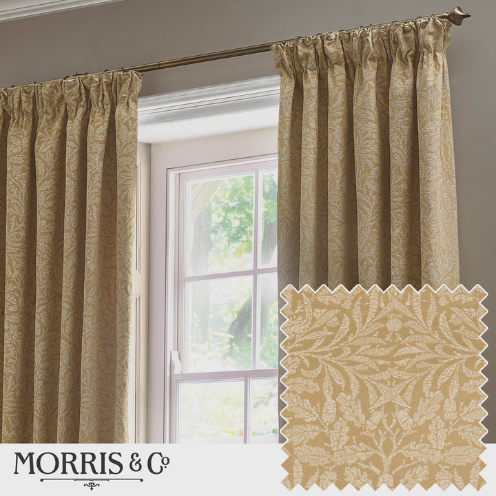Acorn Tonal 167x228 Pencil Pleat Curtains Gold