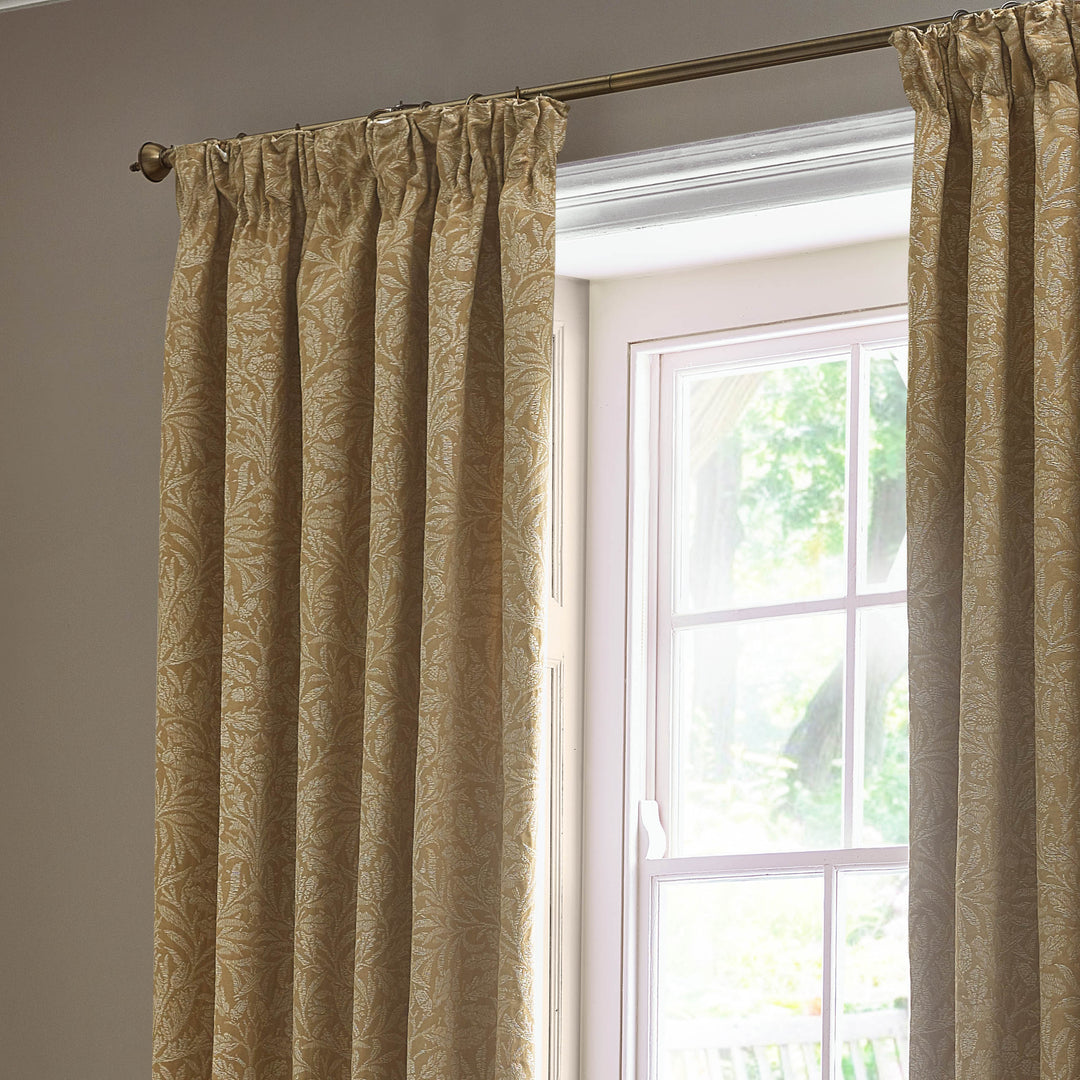 ACORN TONAL 228X137 PENCIL PLEAT CURTAINS GOLD
