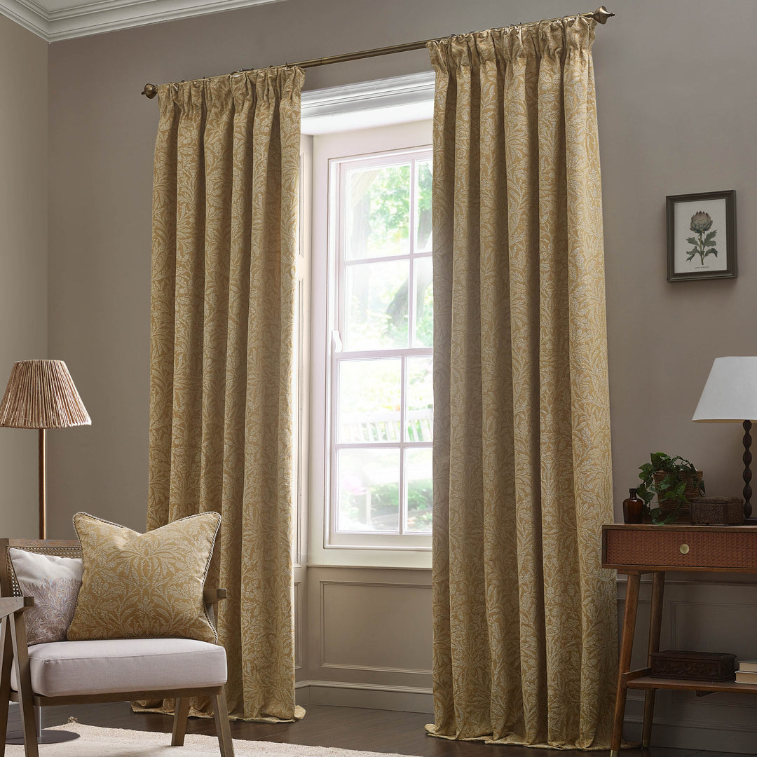 ACORN TONAL 228X182 PENCIL PLEAT CURTAINS GOLD