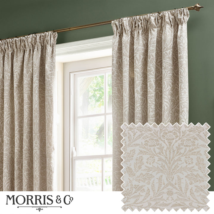 ACORN TONAL 228X228 PENCIL PLEAT CURTAINS IVORY