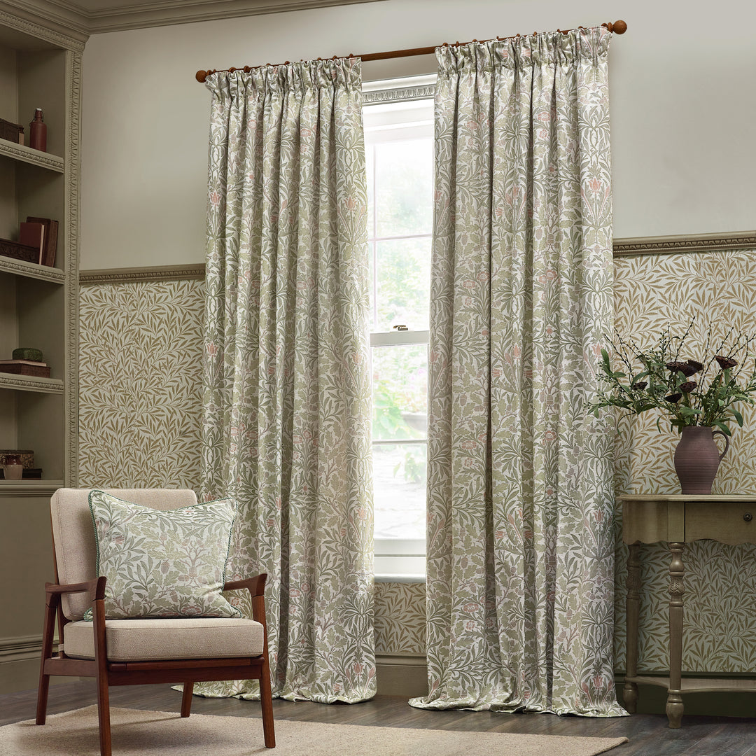 ACORN MULTI 117X137 PENCIL PLEAT CURTAINS STONE/SAGE