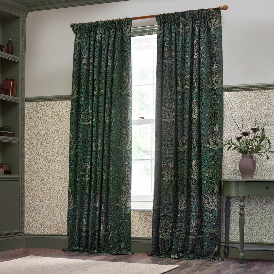 Acorn Multi 117x137 Pencil Pleat Curtains Thyme/Forest - image 6