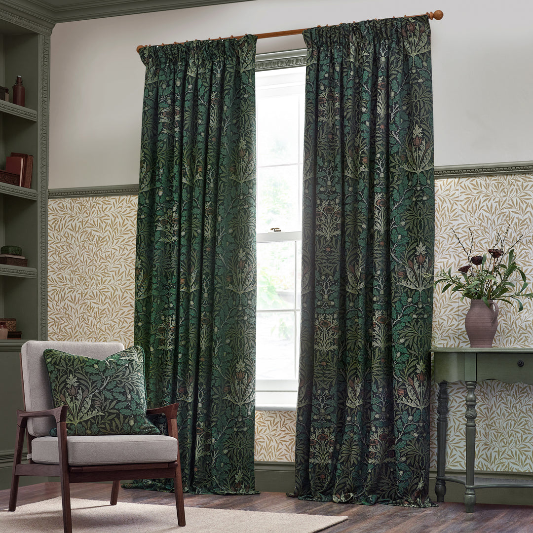 ACORN MULTI 117X182 PENCIL PLEAT CURTAINS THYME/FOREST