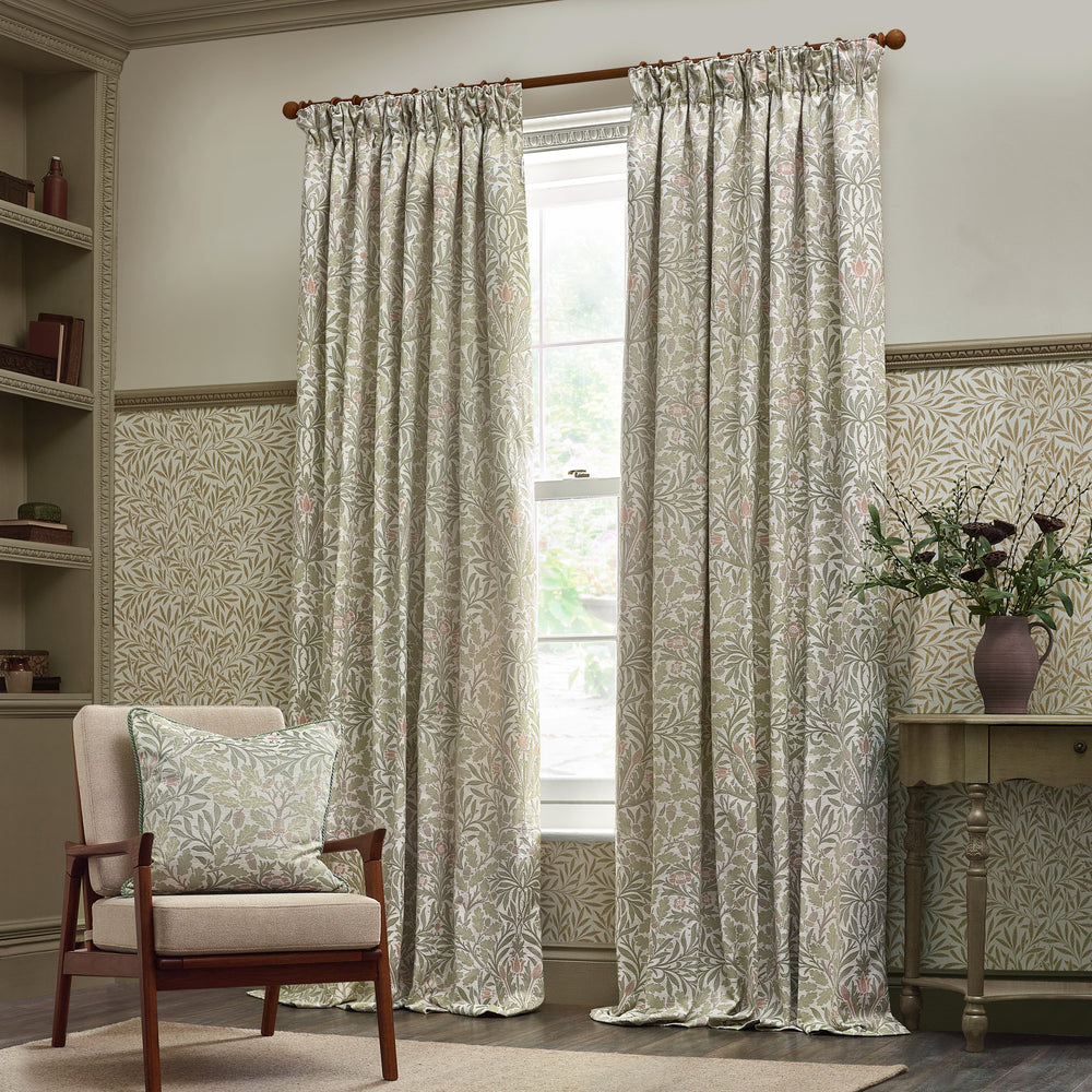 Acorn Multi 167x137 Pencil Pleat Curtains Stone/Sage - image 2