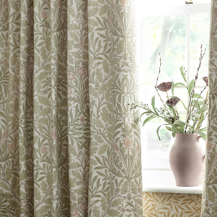 Acorn Multi 167x137 Pencil Pleat Curtains Stone/Sage - image 3