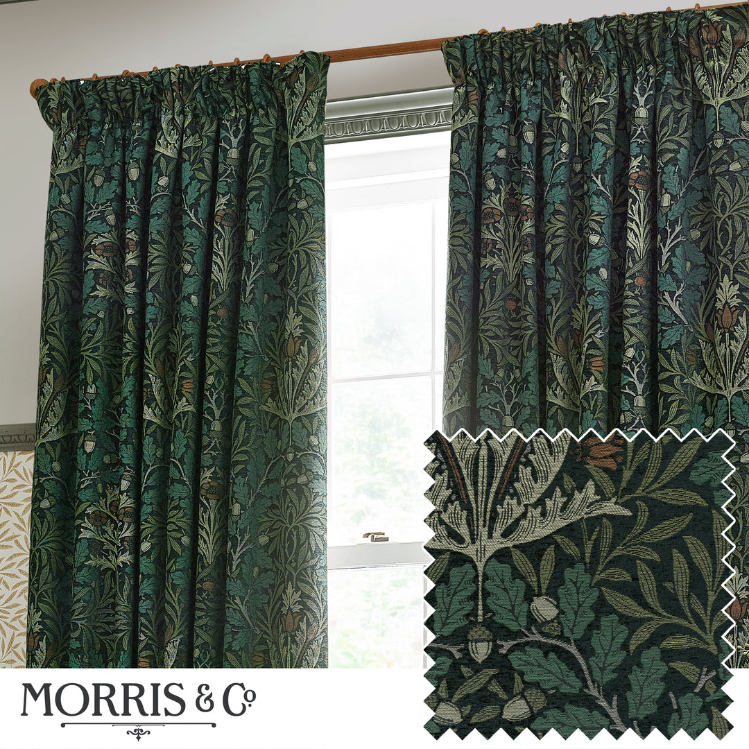 Acorn Multi 167x228 Pencil Pleat Curtains Thyme/Forest