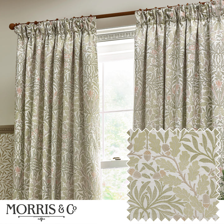 Acorn Multi 228x182 Pencil Pleat Curtains Stone/Sage