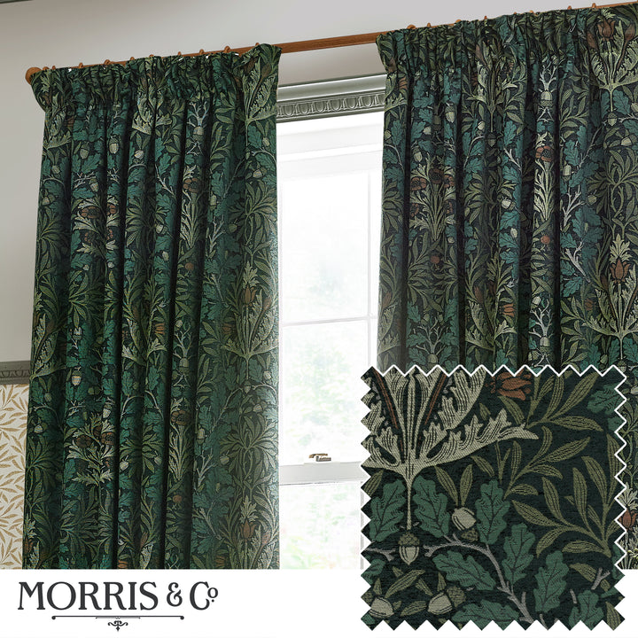 ACORN MULTI 228X182 PENCIL PLEAT CURTAINS THYME/FOREST