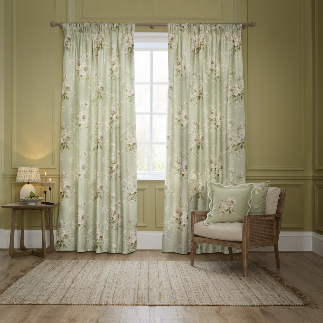 ADELE 117X137 EYELET CURTAINS SAGE