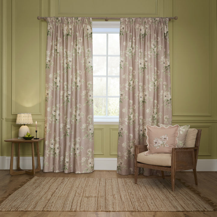 ADELE 228X137 EYELET CURTAINS ROSE