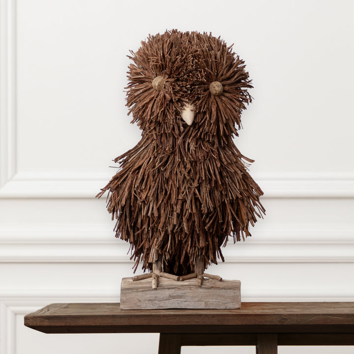 ALFRED STANDING OWL WOODEN SCULPTURE