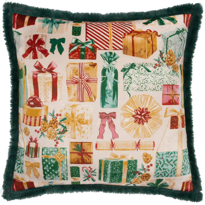 ALL WRAPPED UP 50X50 CUSHION CASE EMERALD/RED