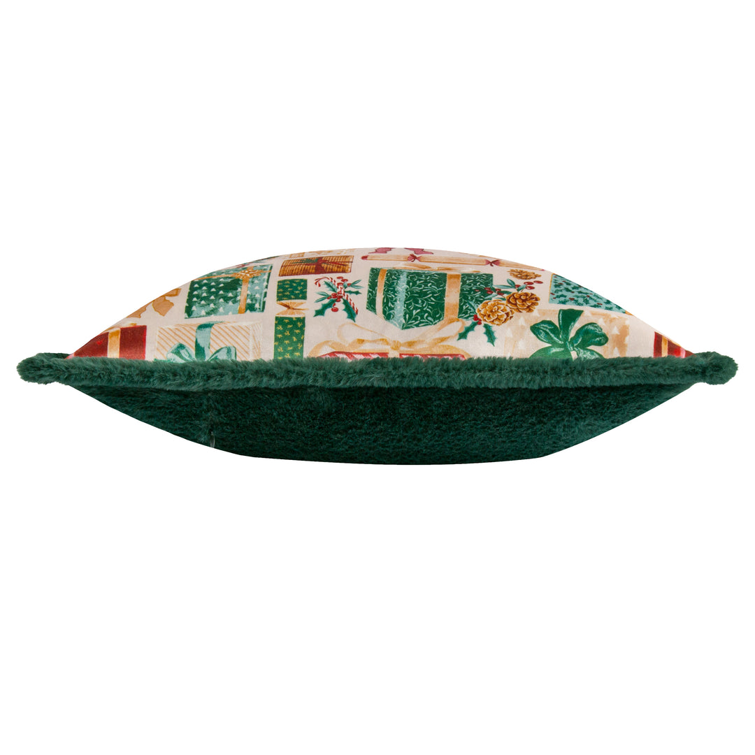 ALL WRAPPED UP 50X50 CUSHION CASE EMERALD/RED