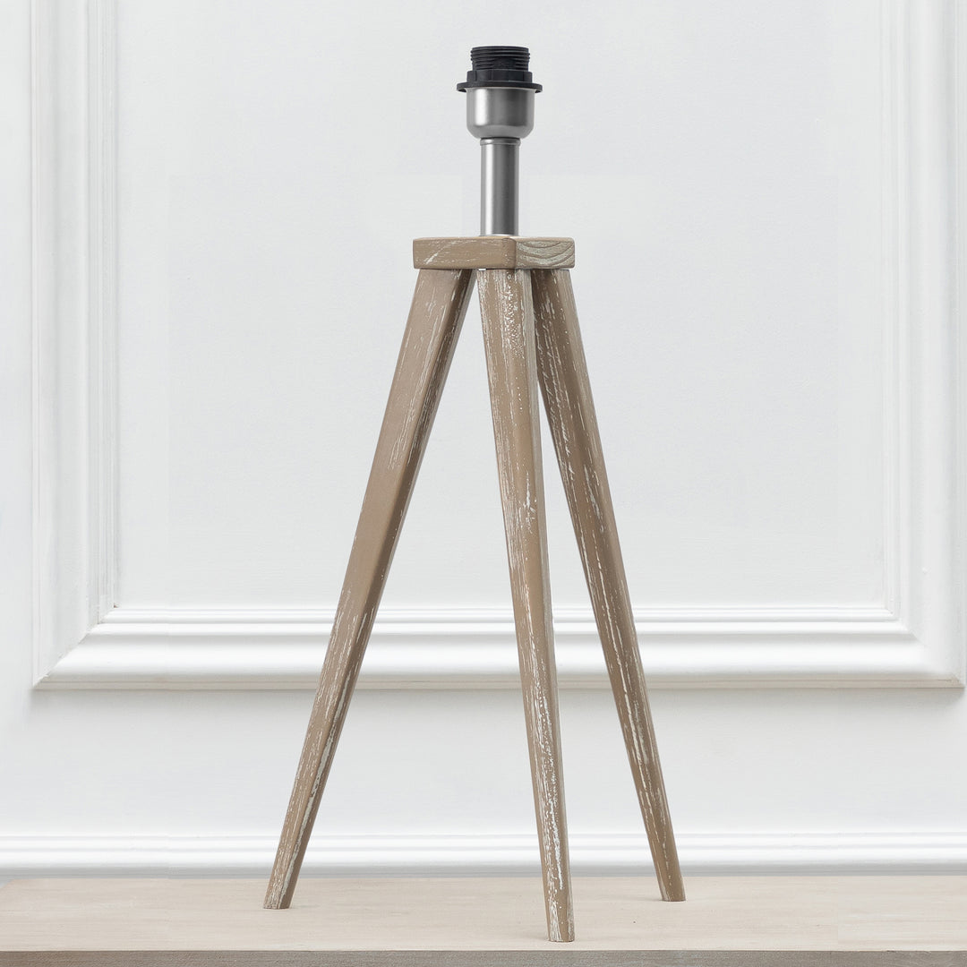 Aratus Table Lampbase Grey Wash/Raja 30cm Pleated Tapered Lampshade Denim