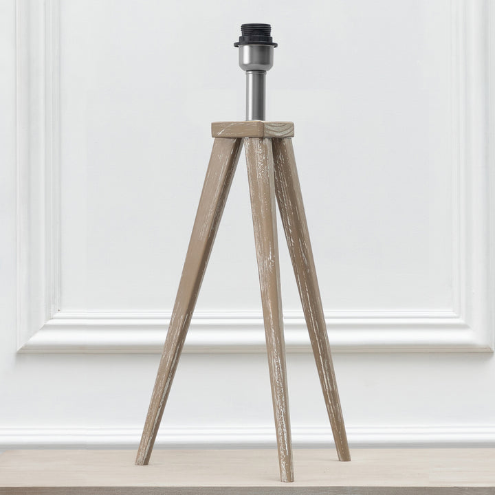 Aratus Table Lampbase Grey Wash/Raja 30cm Pleated Tapered Lampshade Denim