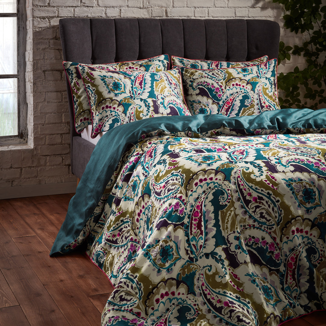 Aretha Double Duvet Set Teal/Olive - image 4