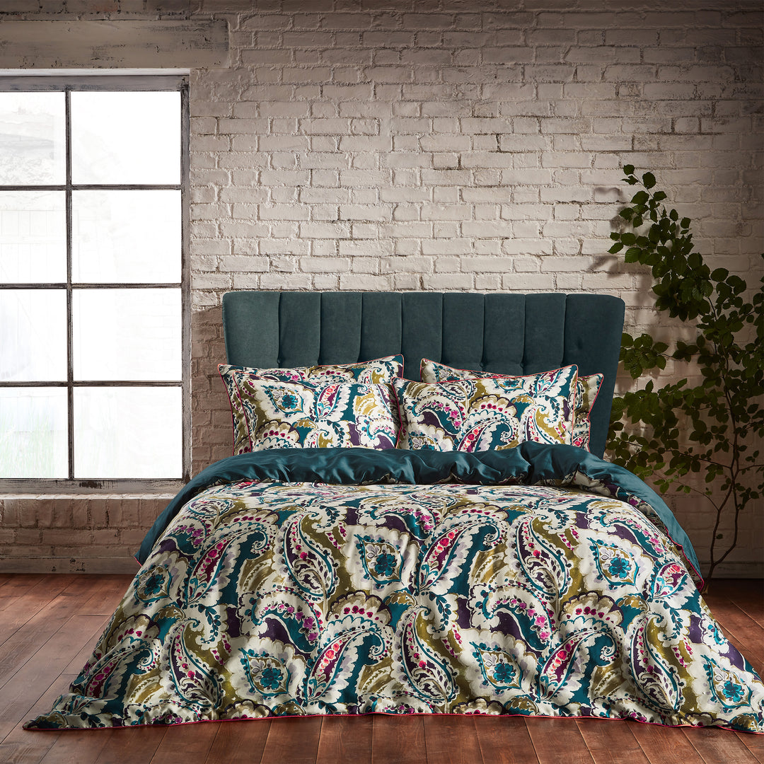 Aretha Double Duvet Set Teal/Olive