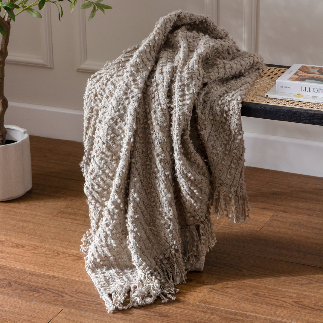 Arvo Boucle Yarn Throw 130x180 Feather - image 3