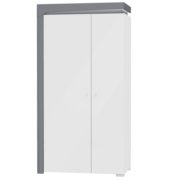 Orchid Grey And White Gloss 2 Door Wardrobe With LED Lights