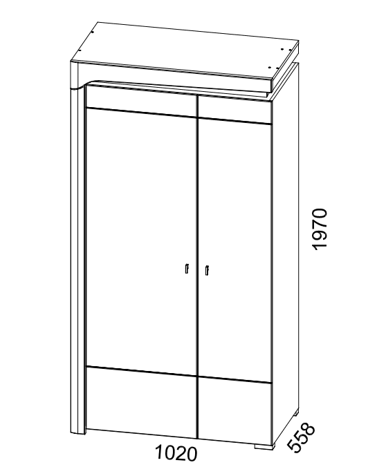 Orchid Grey And White Gloss 2 Door Wardrobe With LED Lights