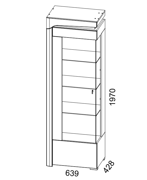 Orchid Grey And White Gloss LEFT Display Cabinet with Glass Door