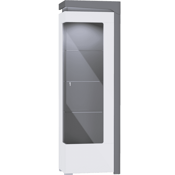 Orchid Grey And White Gloss RIGHT Display Cabinet with Glass Door