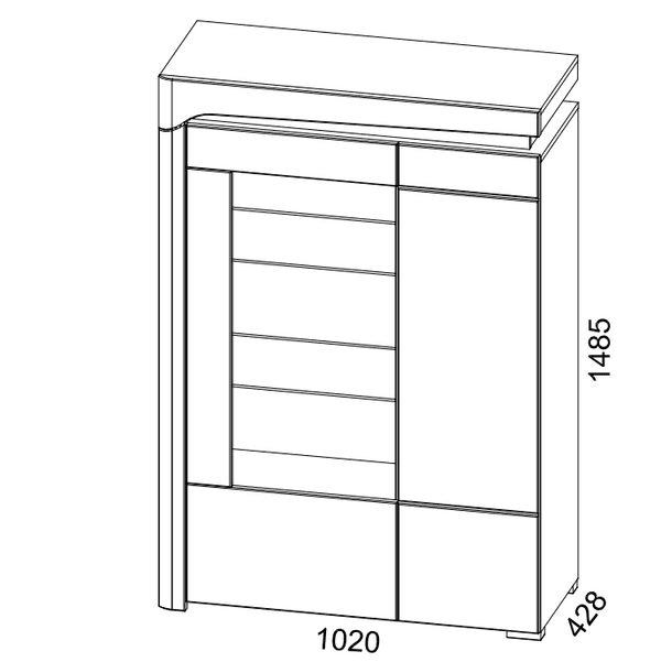 Orchid Grey And White Gloss Low Wide Display Cabinet with LED Lights