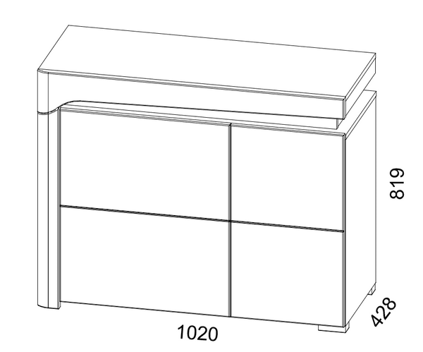 Orchid Grey And White Gloss 2 Door Small Sideboard With Lights - 3169