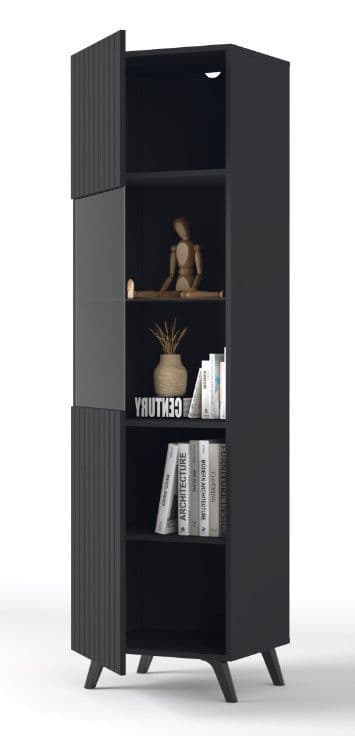 Tulip Matte Black Tall Display Cabinet