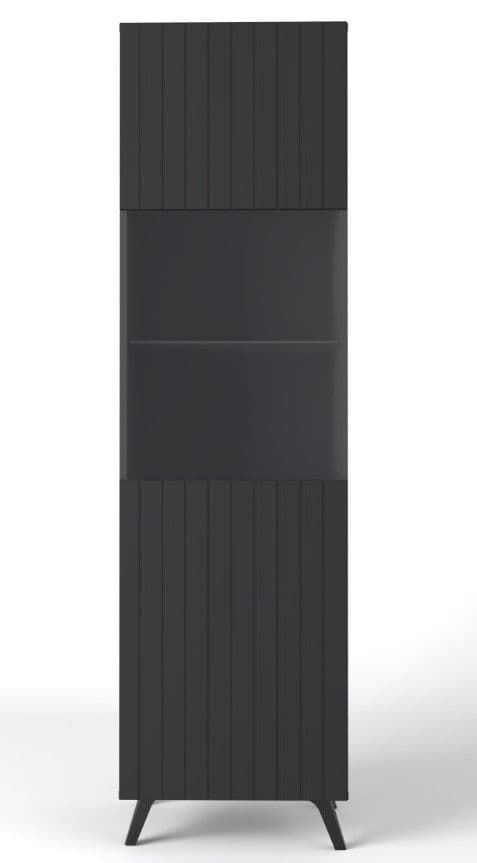 Tulip Matte Black Tall Display Cabinet