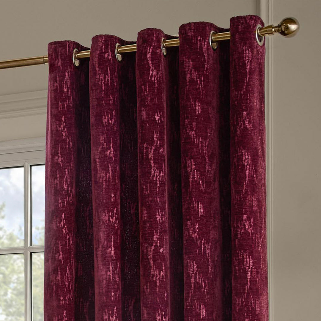 Aurelio Chenille 229x137 Eyelet Curtains Burgundy - image 3