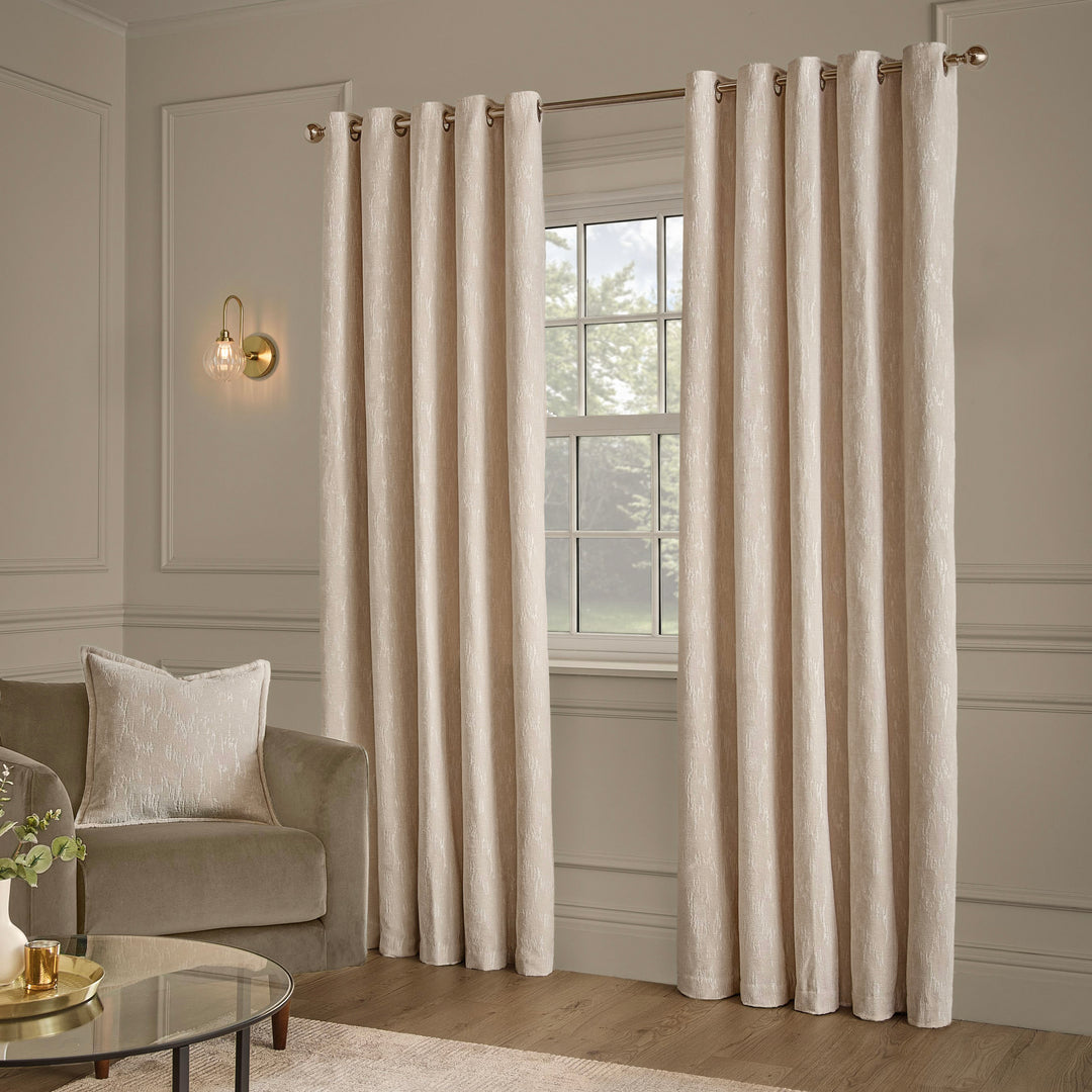 Aurelio Chenille 229x137 Eyelet Curtains Ivory - image 4