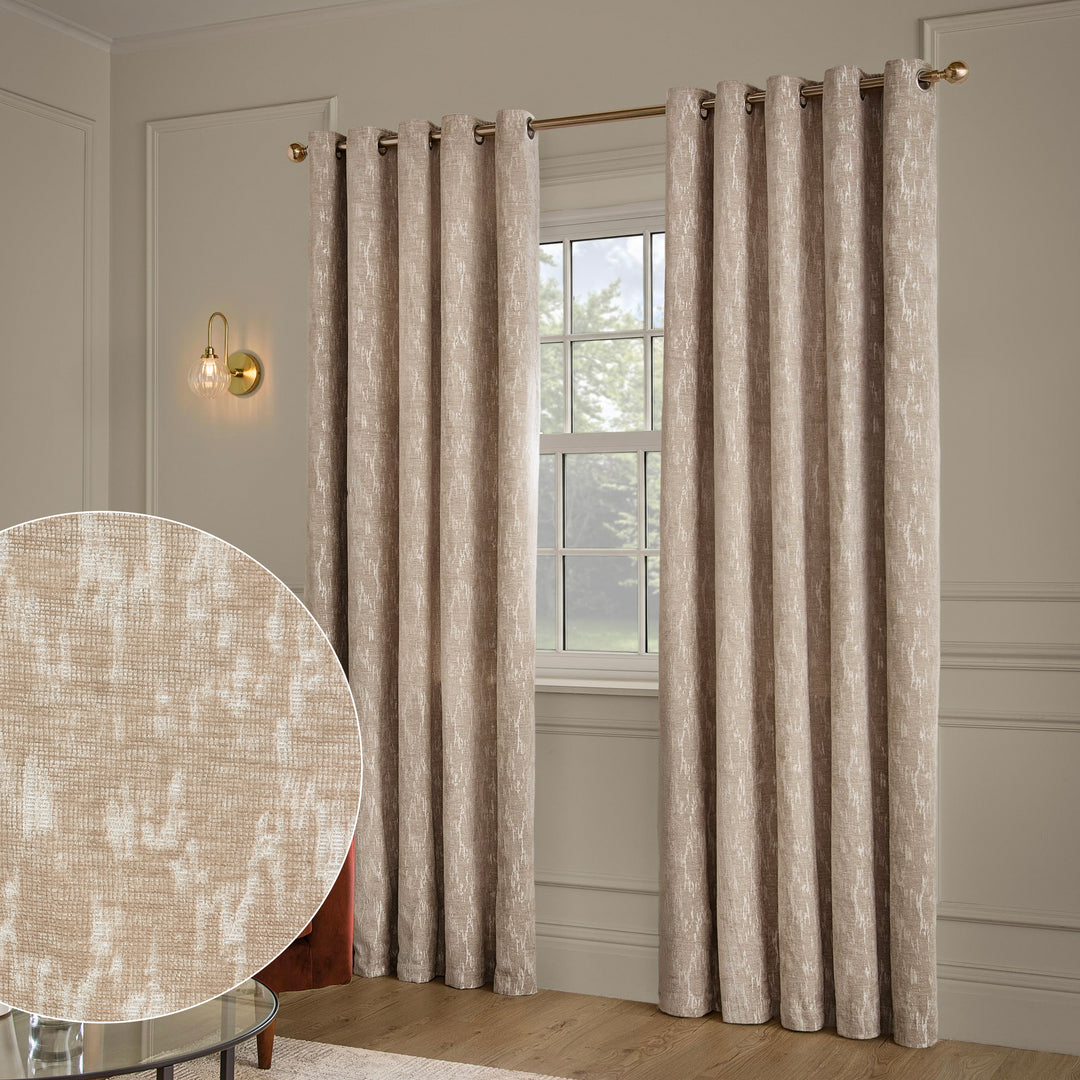 Aurelio Chenille 168x137 Eyelet Curtains Mink