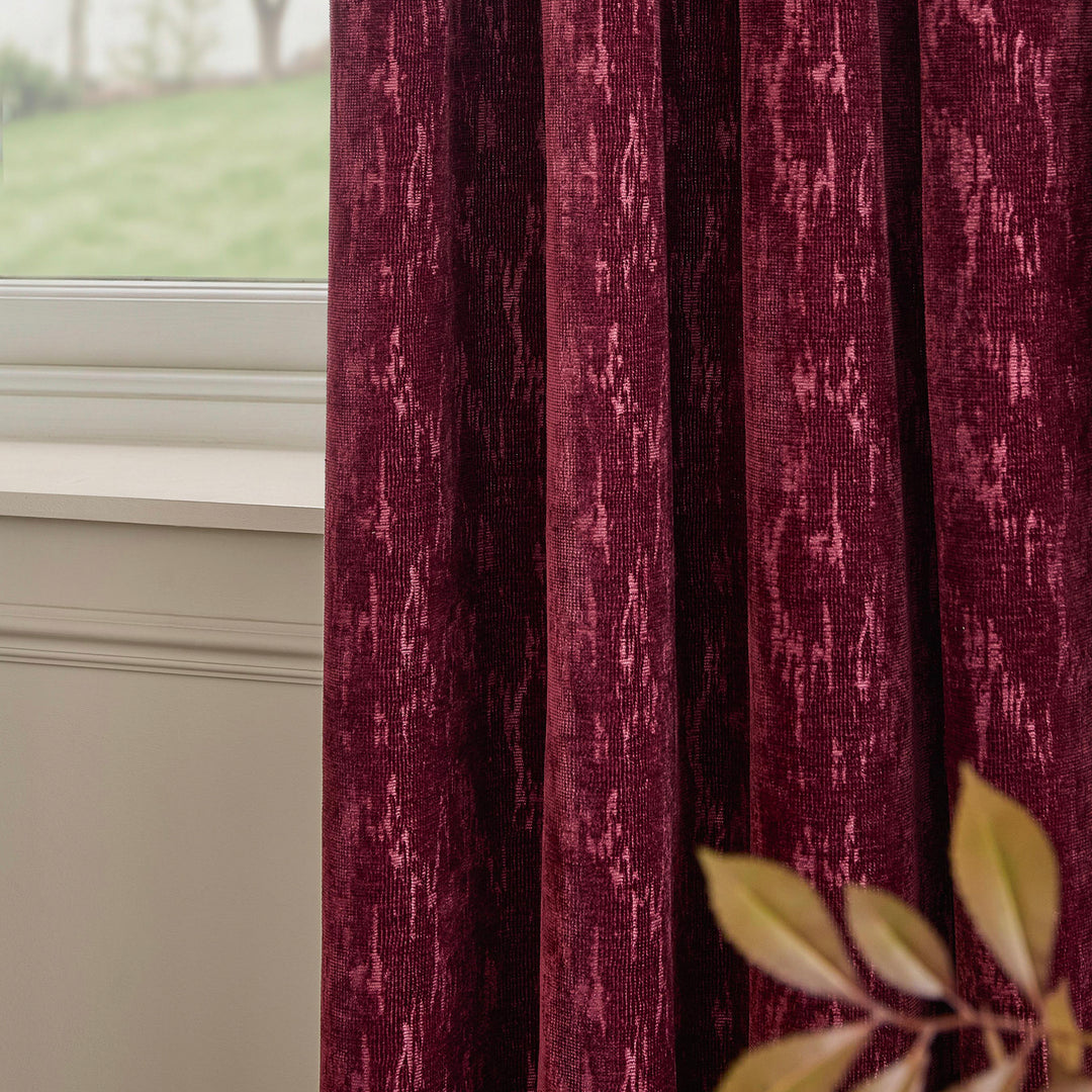Aurelio Chenille 168x229 Eyelet Curtains Burgundy - image 2