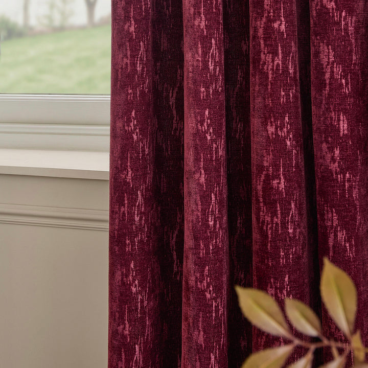 Aurelio Chenille 168x229 Eyelet Curtains Burgundy - image 2
