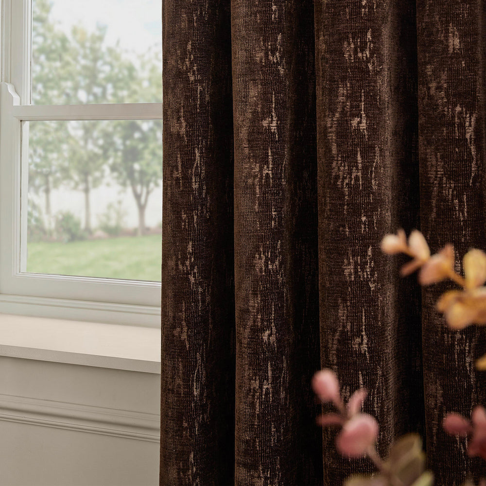 Aurelio Chenille 168x229 Eyelet Curtains Chocolate - image 2