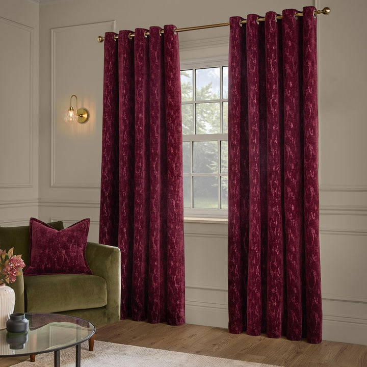 Aurelio Chenille 229x229 Eyelet Curtains Burgundy - image 4