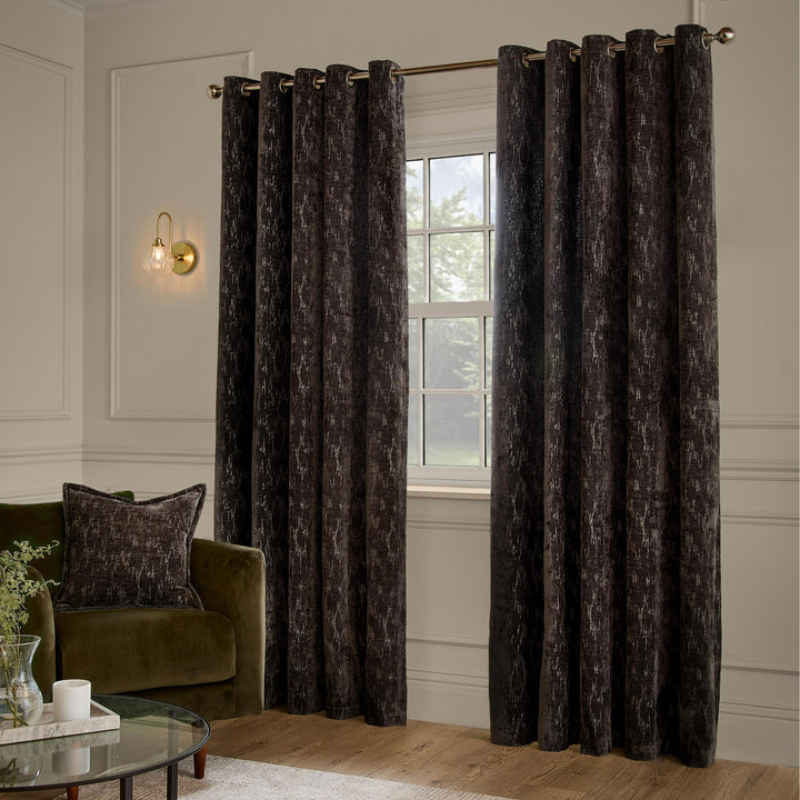 Aurelio Chenille 229x229 Eyelet Curtains Charcoal - image 4
