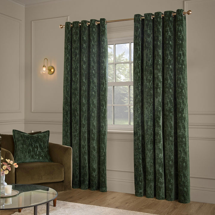 Aurelio Chenille 229x229 Eyelet Curtains Emerald - image 4