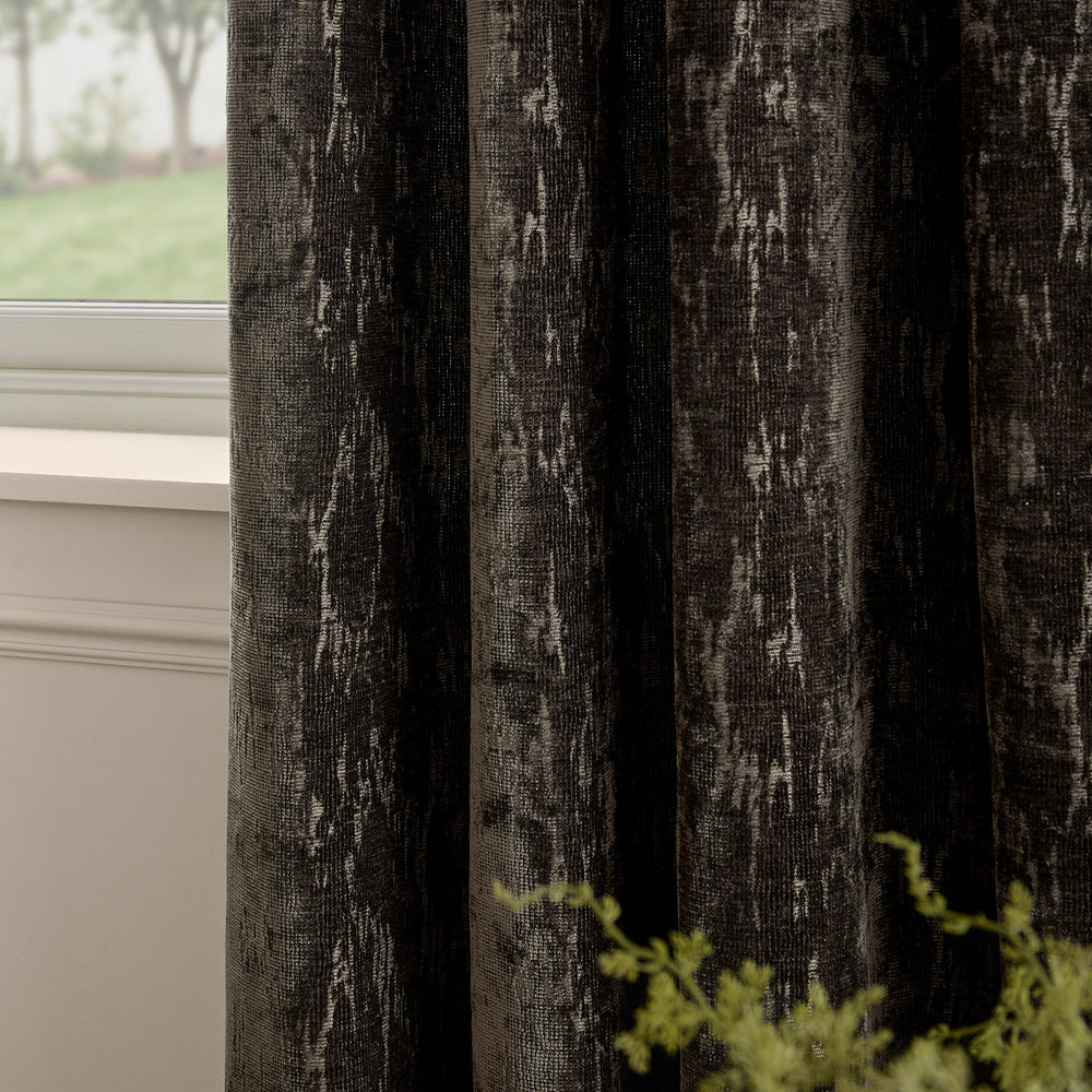 Aurelio Chenille 229x183 Eyelet Curtains Charcoal - image 2