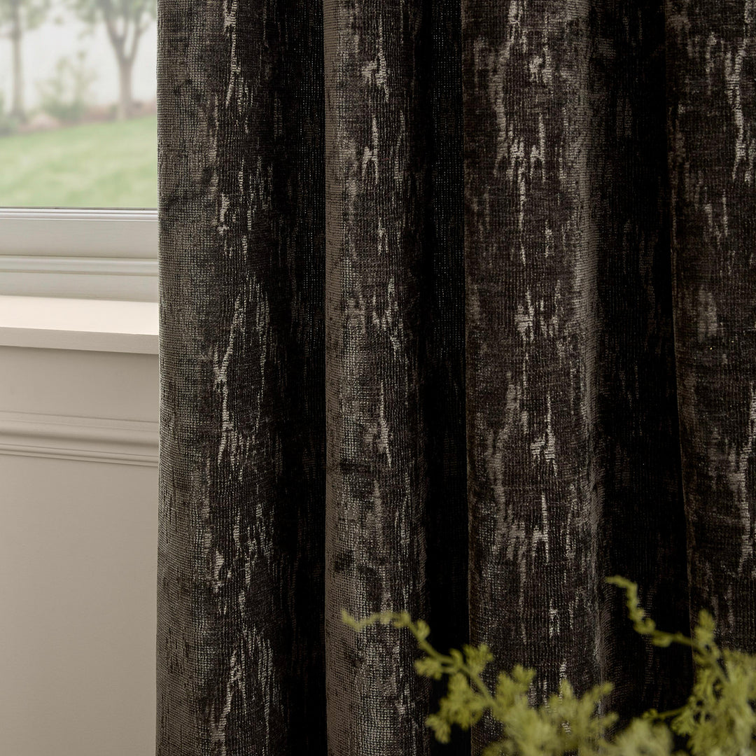 Aurelio Chenille 117x137 Eyelet Curtains Charcoal - image 2