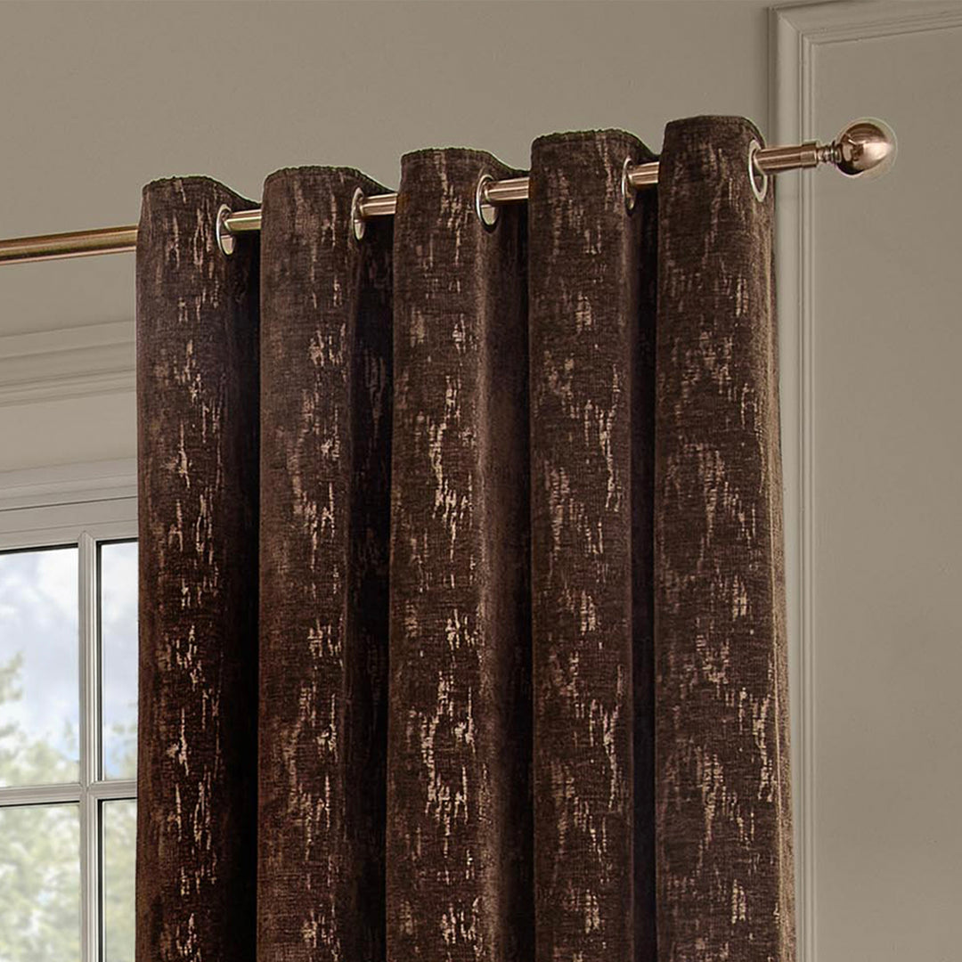 Aurelio Chenille 117x137 Eyelet Curtains Chocolate - image 3