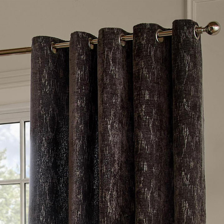 Aurelio Chenille 117x183 Eyelet Curtains Charcoal - image 3