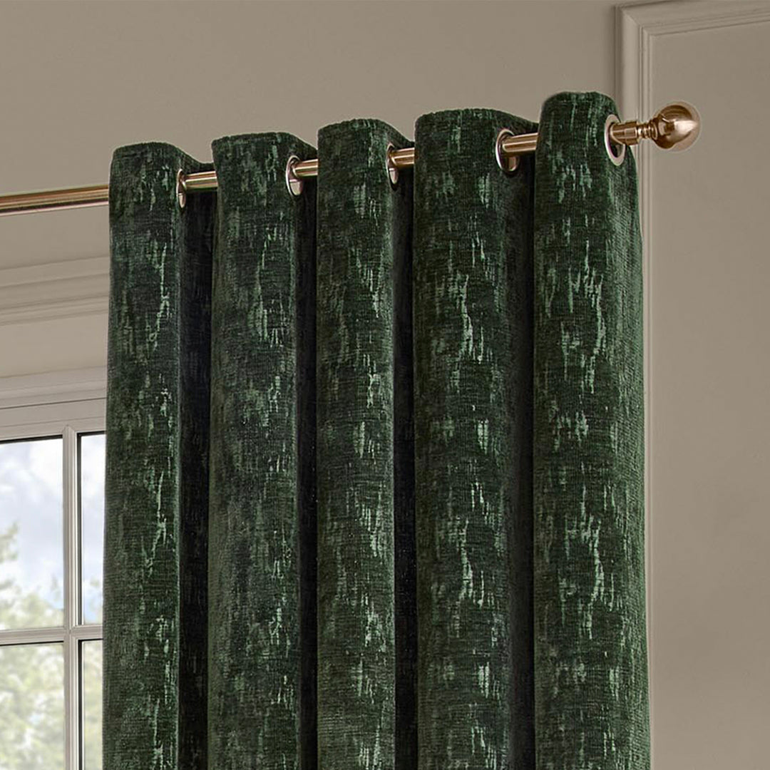 Aurelio Chenille 117x183 Eyelet Curtains Emerald - image 3