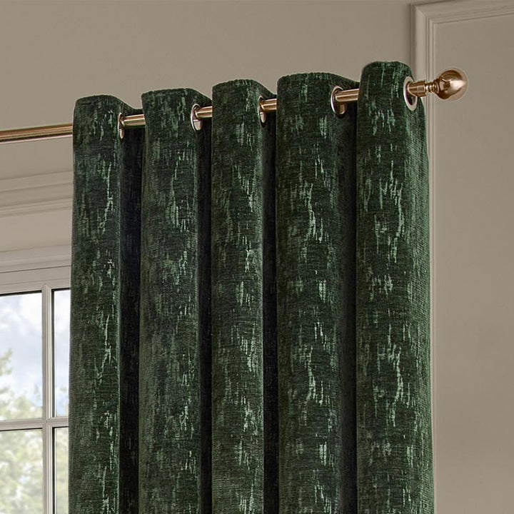 Aurelio Chenille 117x183 Eyelet Curtains Emerald - image 3
