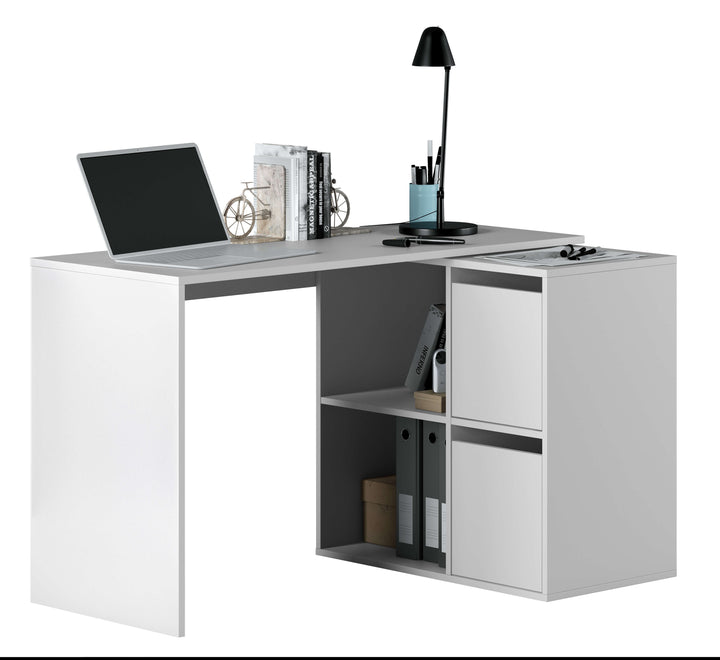 Violet White Adjustable Desk with Storage