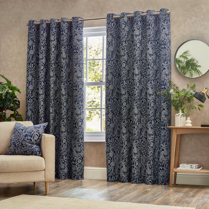 BALI 228X137 EYELET CURTAINS MIDNIGHT