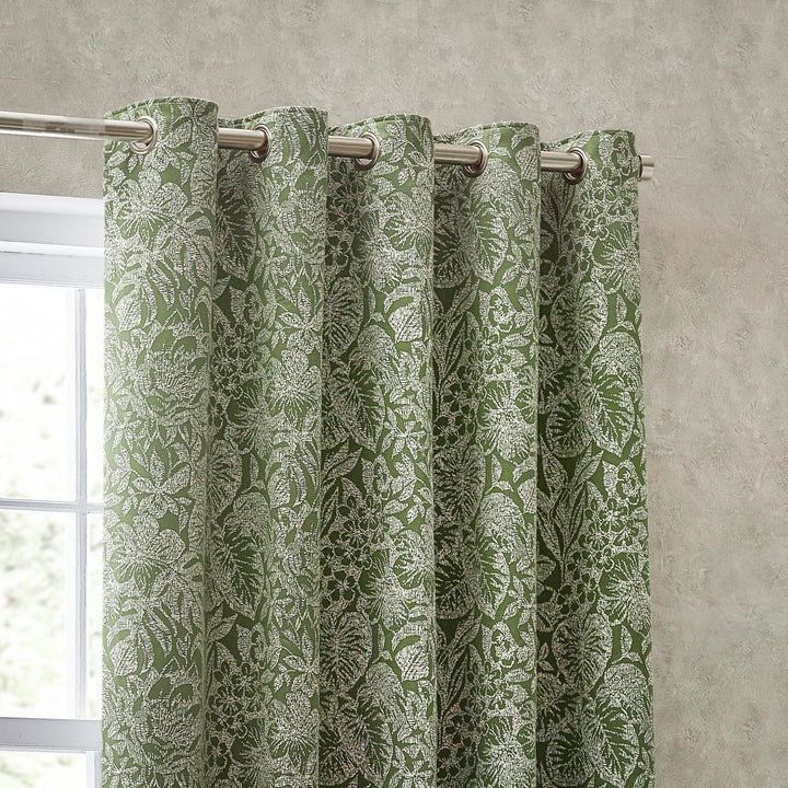 BALI 117X137 EYELET CURTAINS OLIVE
